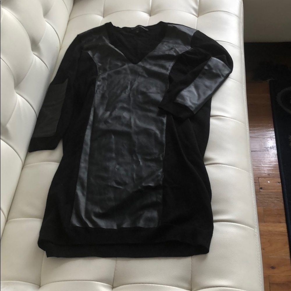 Faux leather sweater